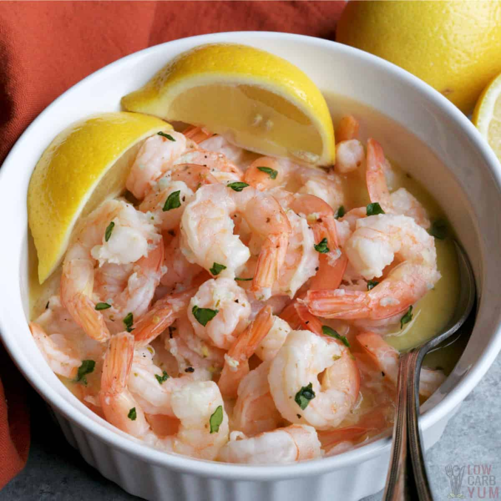 Slow Cooker Lemon Garlic Shrimp Scampi