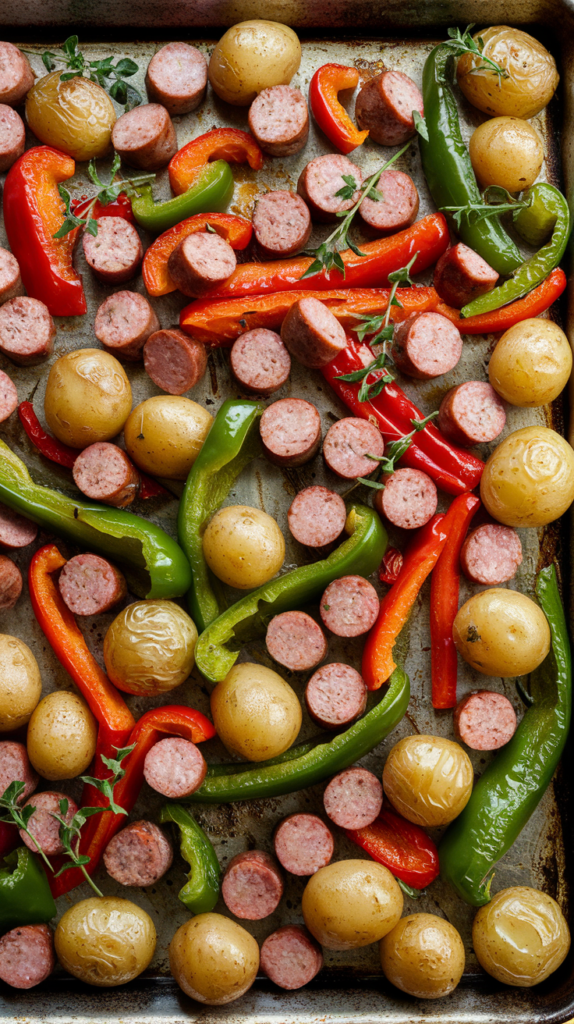 Sheet Pan Sausage, Peppers, and Potatoes
