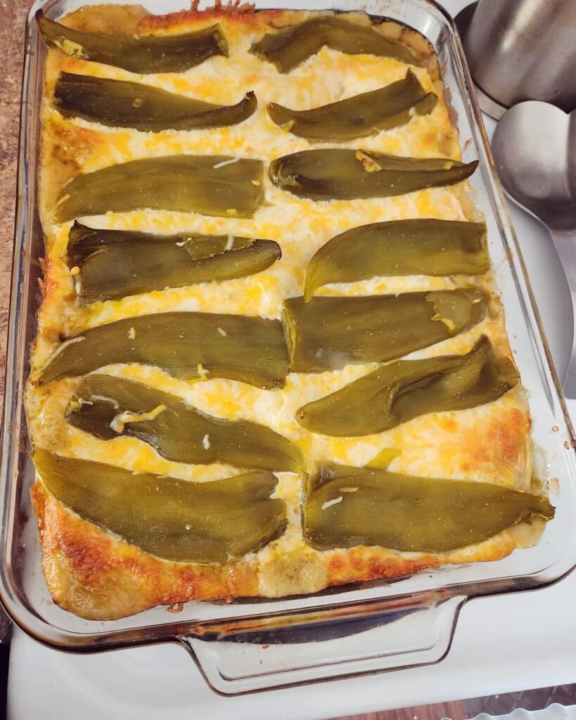 Green Chili Chicken Enchilada Casserole