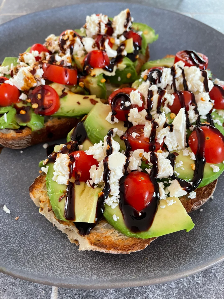 Avocado Feta Toast With Cherry Tomatoes