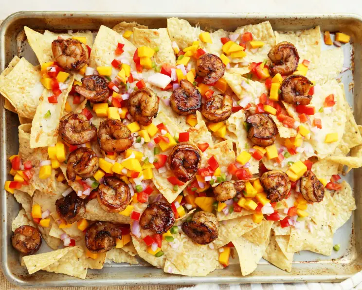 Sheet Pan Spicy Shrimp Nachos