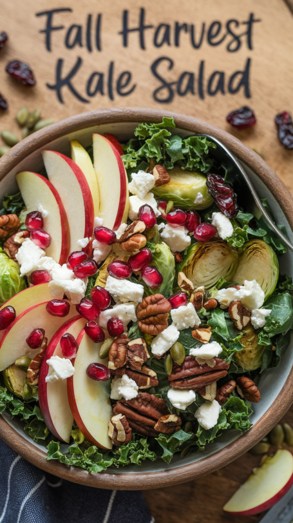 Fall Harvest Kale Salad with Roasted Brussels Sprouts