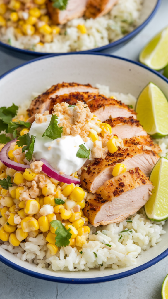 Street Corn Chicken Rice Bowl