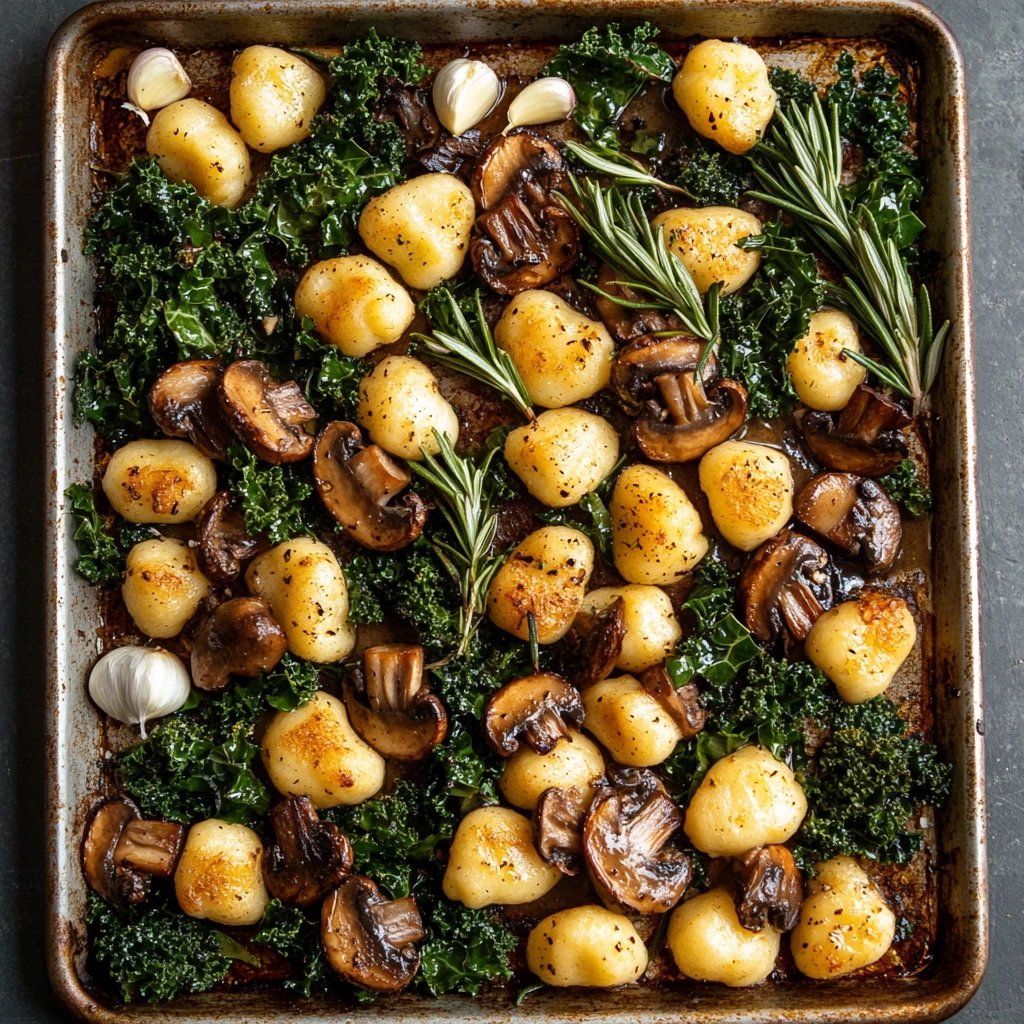 Sheet Pan Gnocchi with Mushrooms and Garl