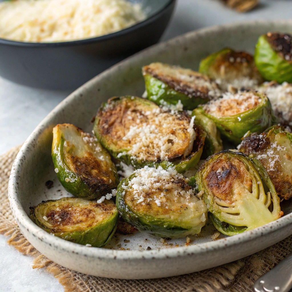 Crispy Air Fryer Garlic Parmesan Brussels Sprouts