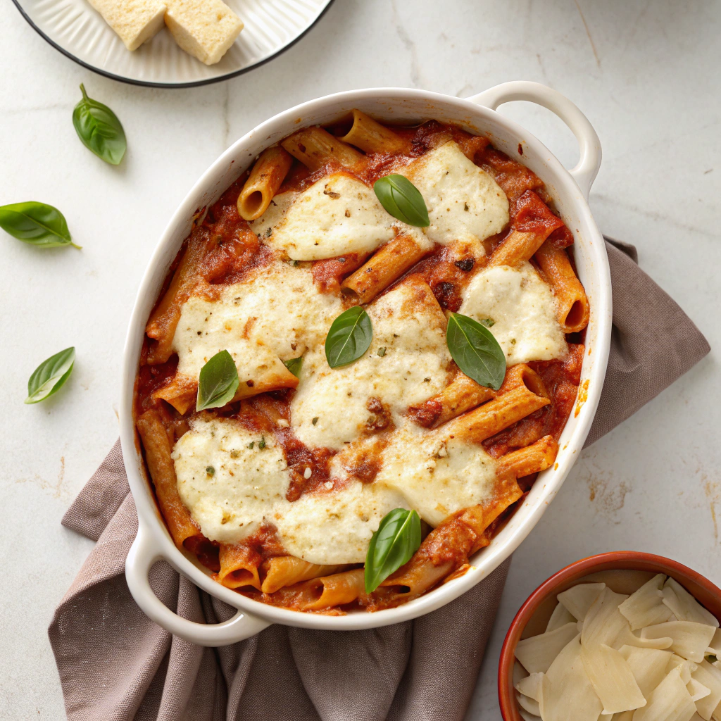 Baked Ziti with Ricotta and Mozzarella