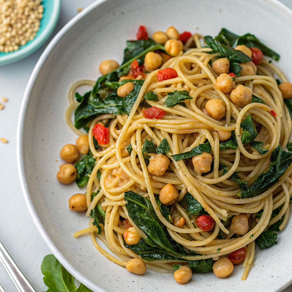 Chickpea and Spinach Spaghetti