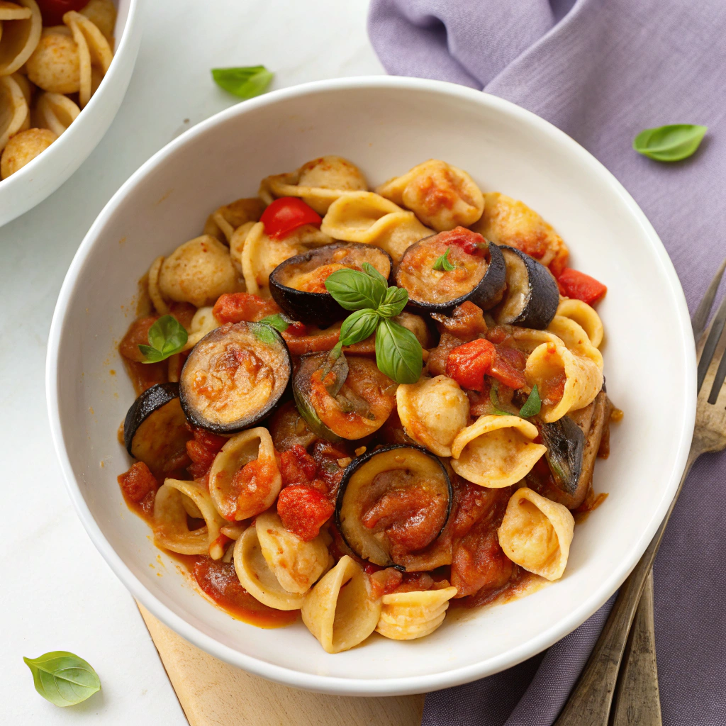 Eggplant and Tomato Ragù with Orecchiette