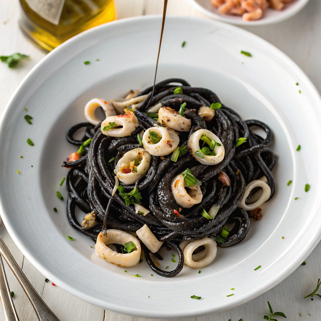 Squid Ink Pasta with Calamari