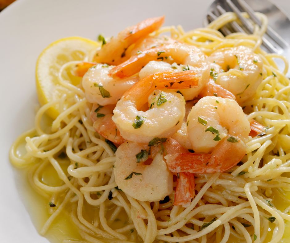 Shrimp Scampi with Pasta serving