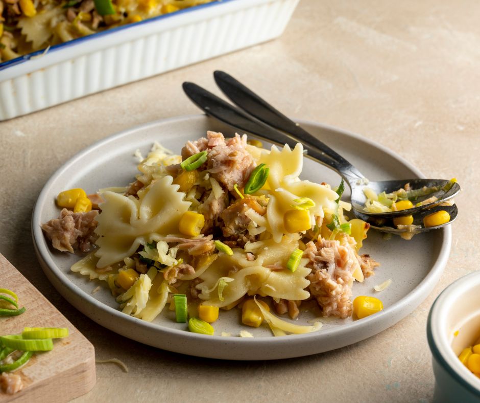 Tuna Pasta Bake Casserole with Sweet Corn