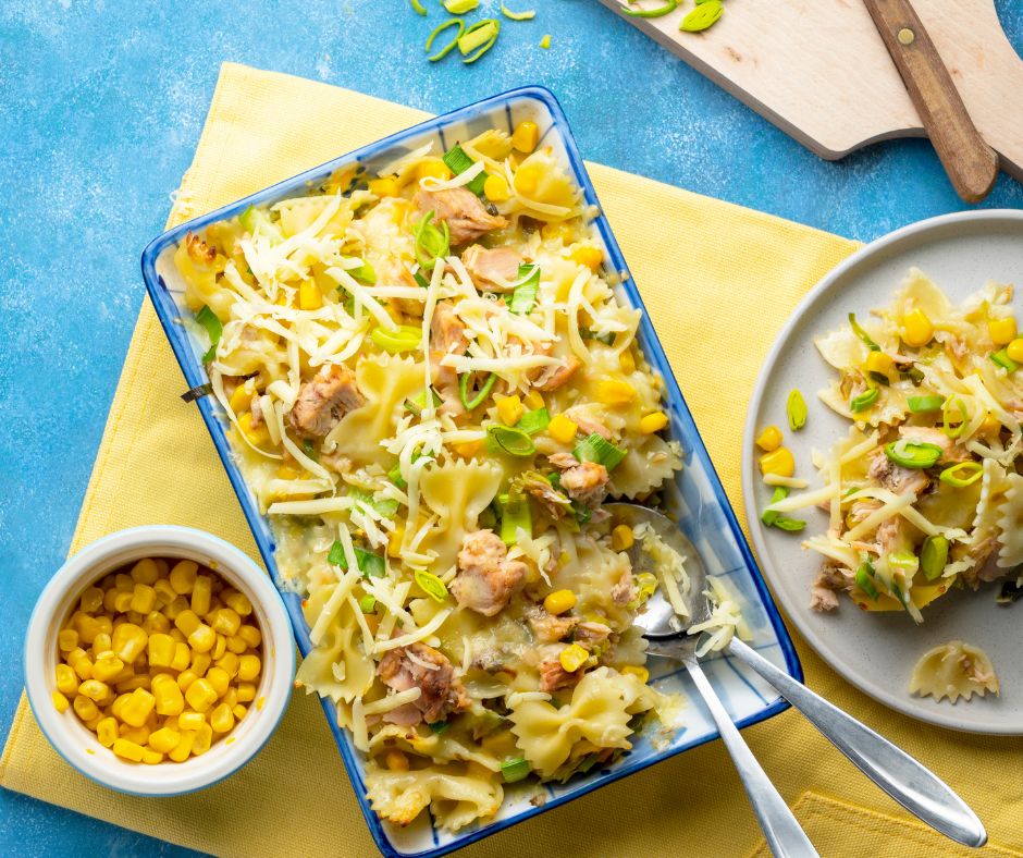 Tuna Pasta Bake Casserole with Sweet Corn