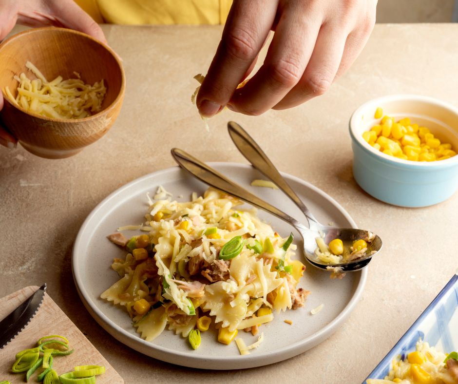 Tuna Pasta Bake Casserole with Sweet Corn