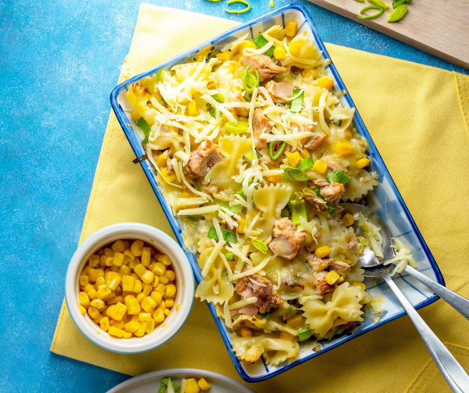 Tuna Pasta Bake Casserole with Sweet Corn